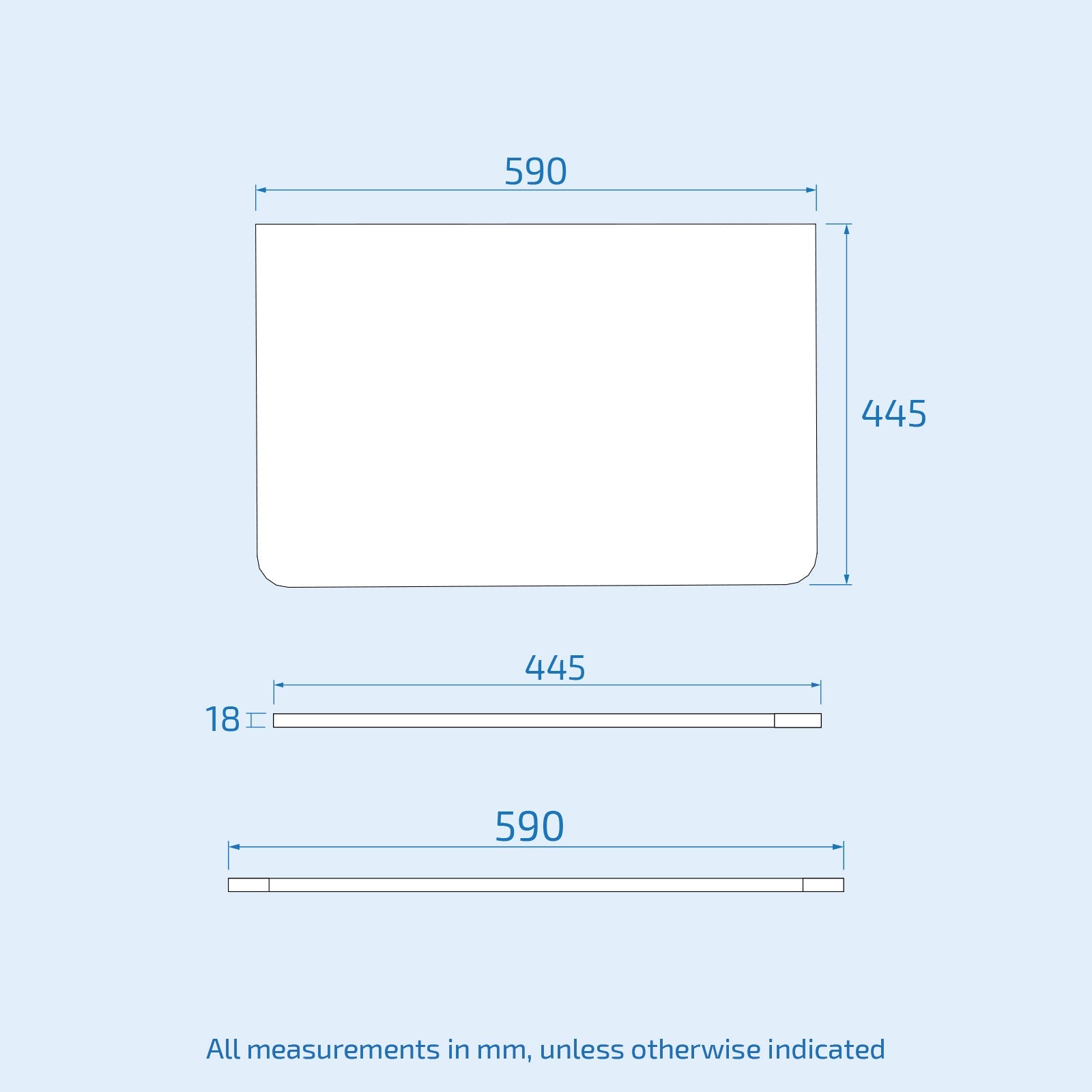 Merton 600mm White Round Corner MDF Bathroom Worktop For Vanity Cabinet
