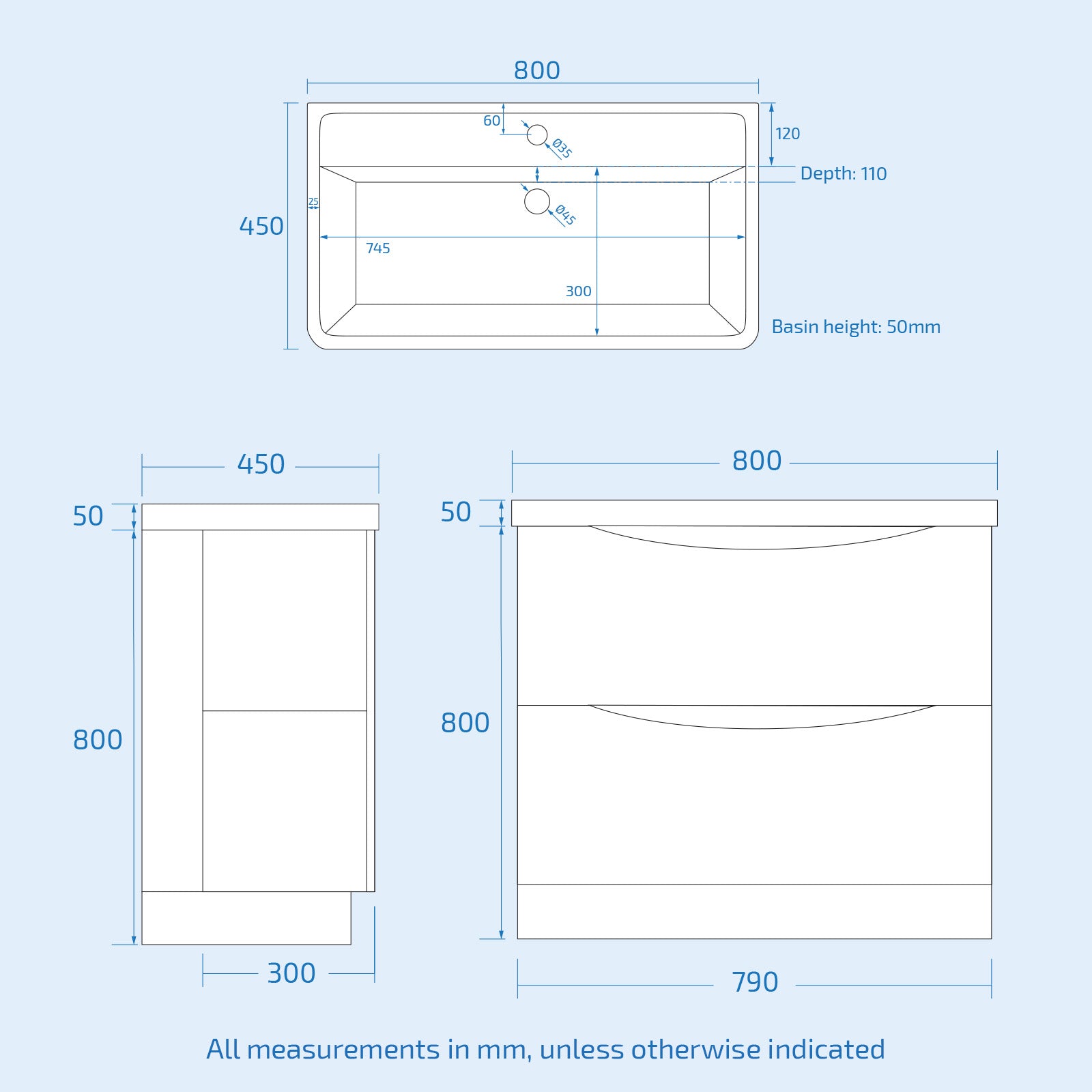 Merton Grey 800mm Basin Vanity Unit and Rimless Close Coupled Toilet