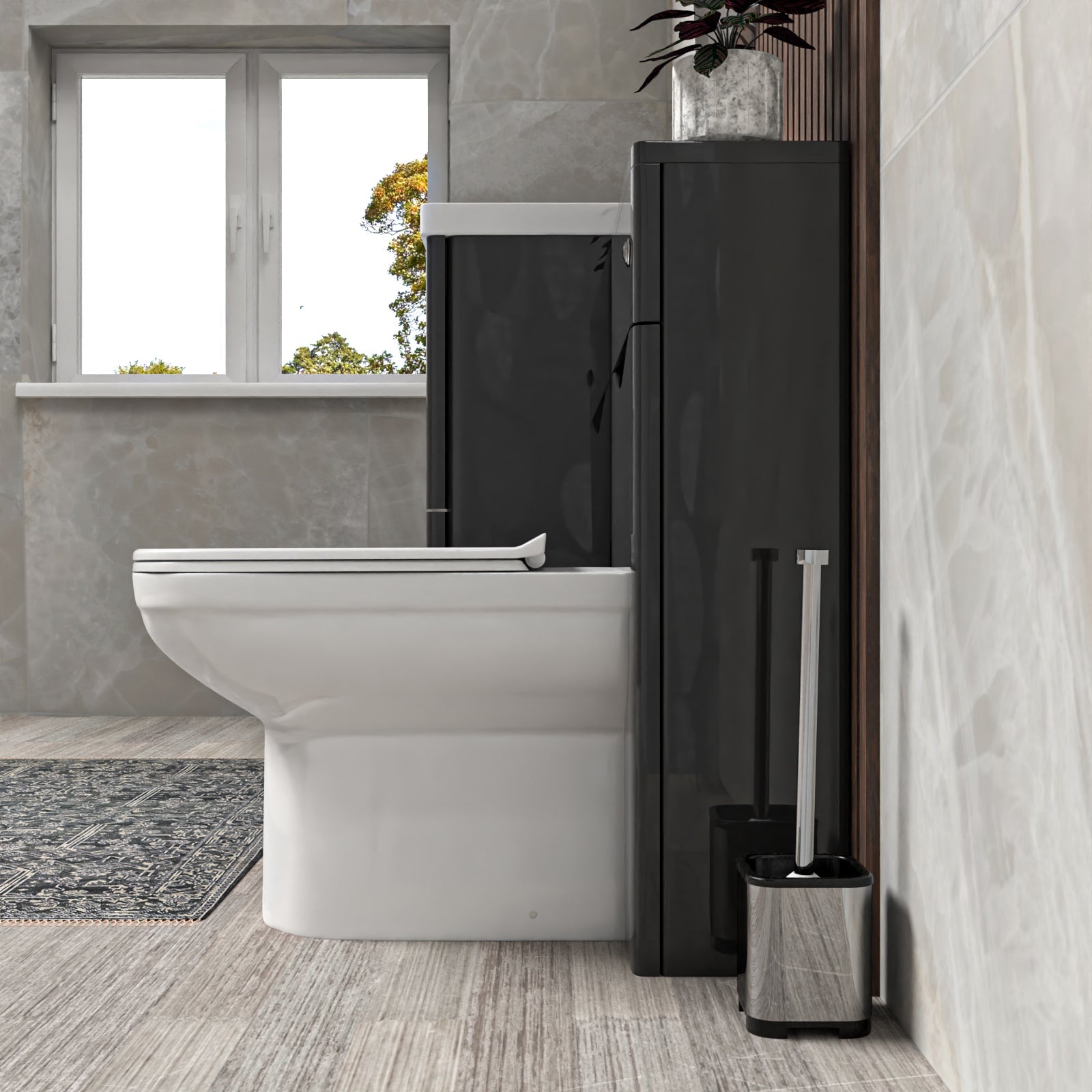 Merton Dark Grey 1300mm Drawers Basin Vanity, WC Unit and BTW Toilet