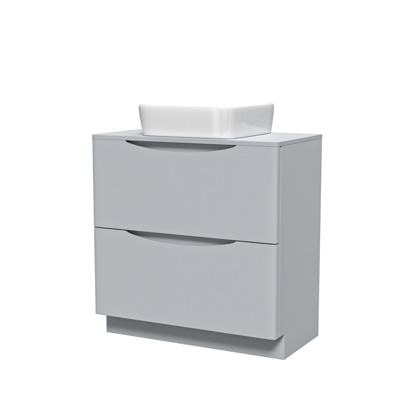 Merton 800mm Matte Grey Drawers Vanity, Worktop & Square Rounded Corner Basin
