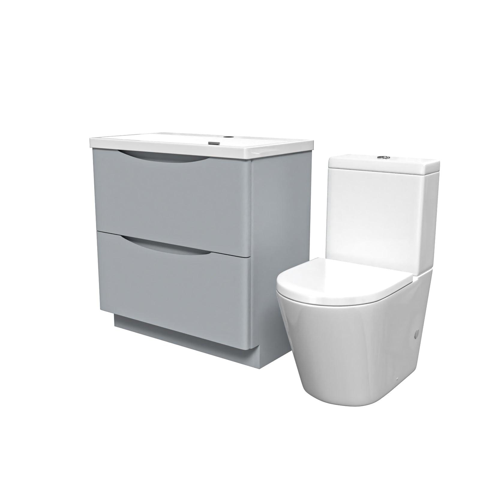 Merton Matte Grey 800mm Basin Vanity Unit and Rimless Close Coupled Toilet