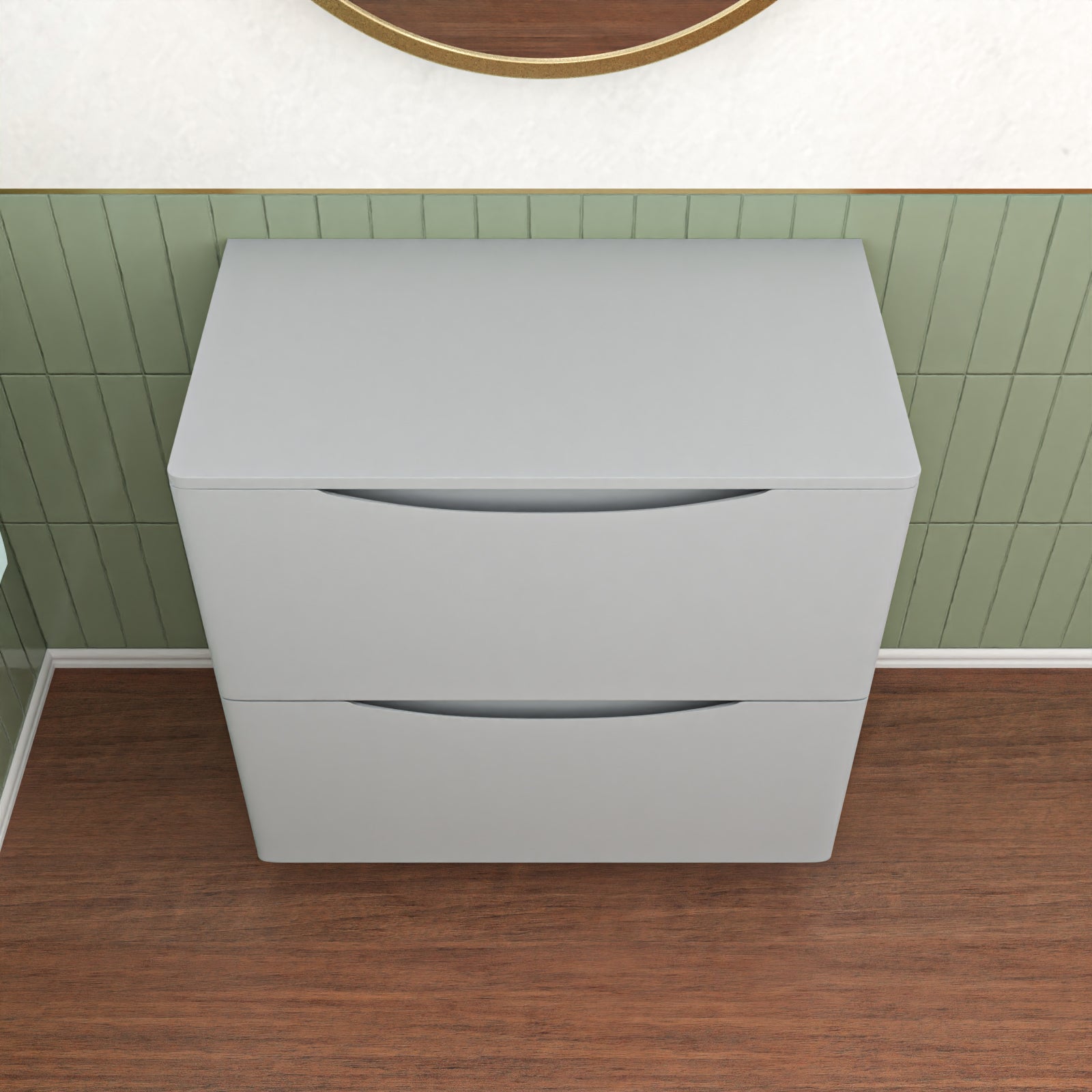 Merton Matte Grey 800mm 2 Drawer Work Top Freestanding Vanity Unit