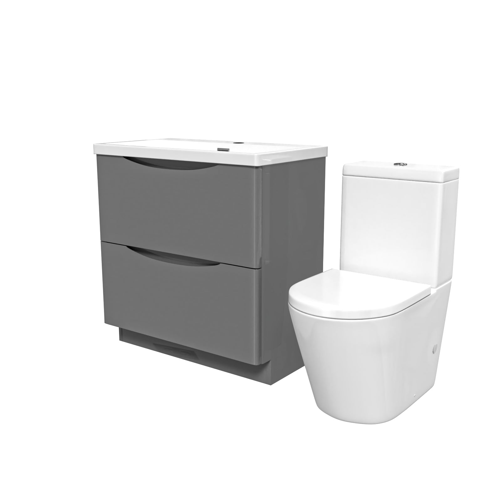 Merton Grey 800mm Basin Vanity Unit and Rimless Close Coupled Toilet