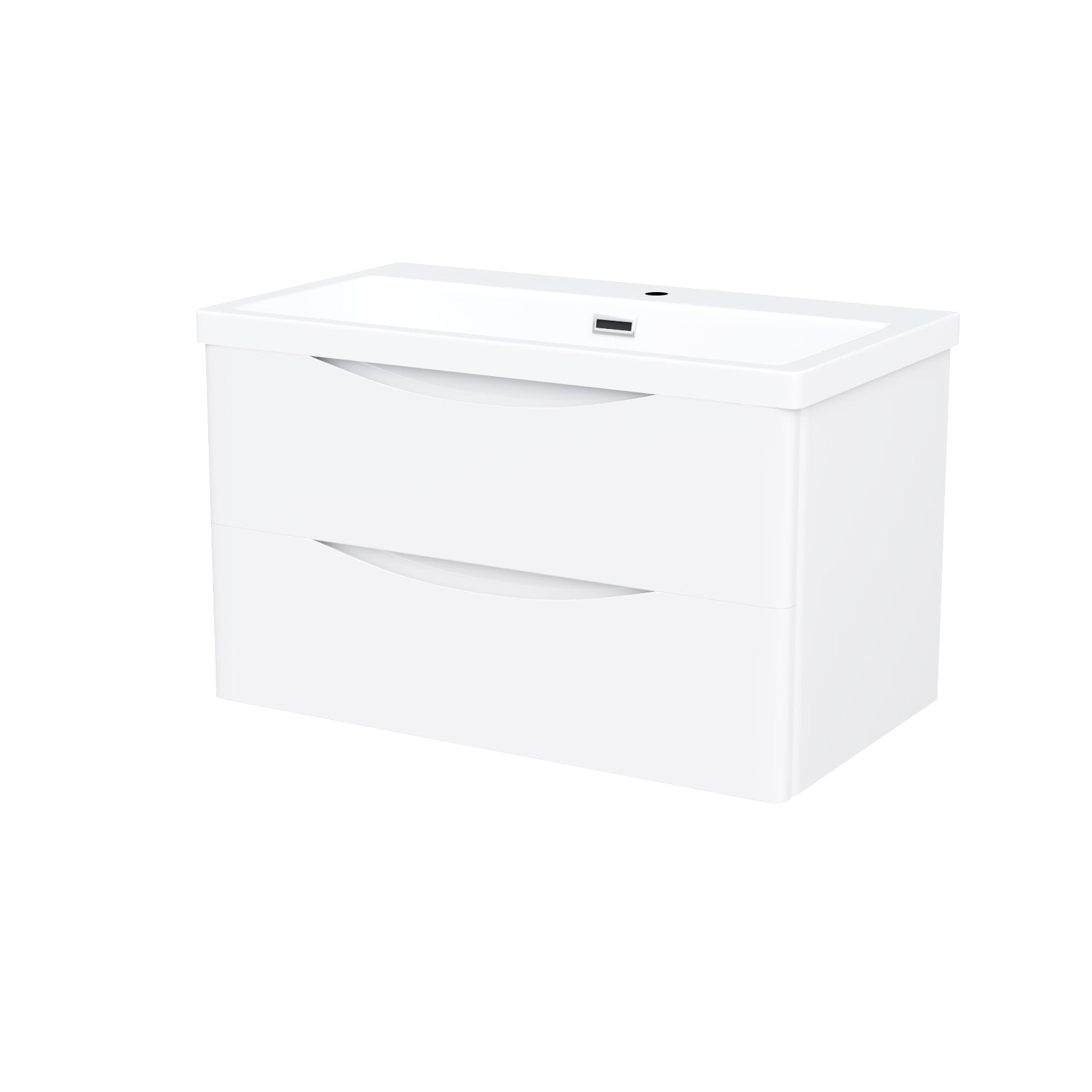 Merton 800mm White Wall Hung Basin Sink Vanity with Storage Drawers