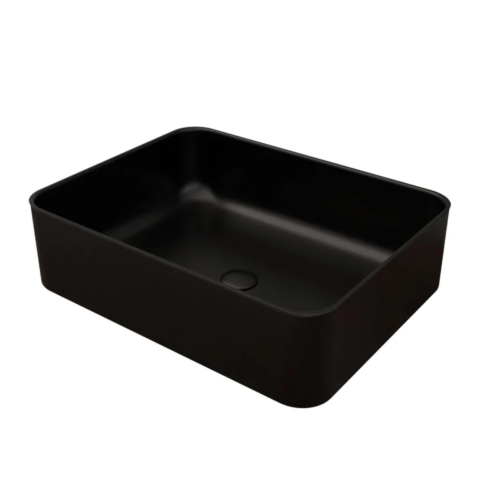 Merton 800mm White Wall Hung Vanity with Worktop and 490mm Rectangle Matte Black Countertop Basin Unit
