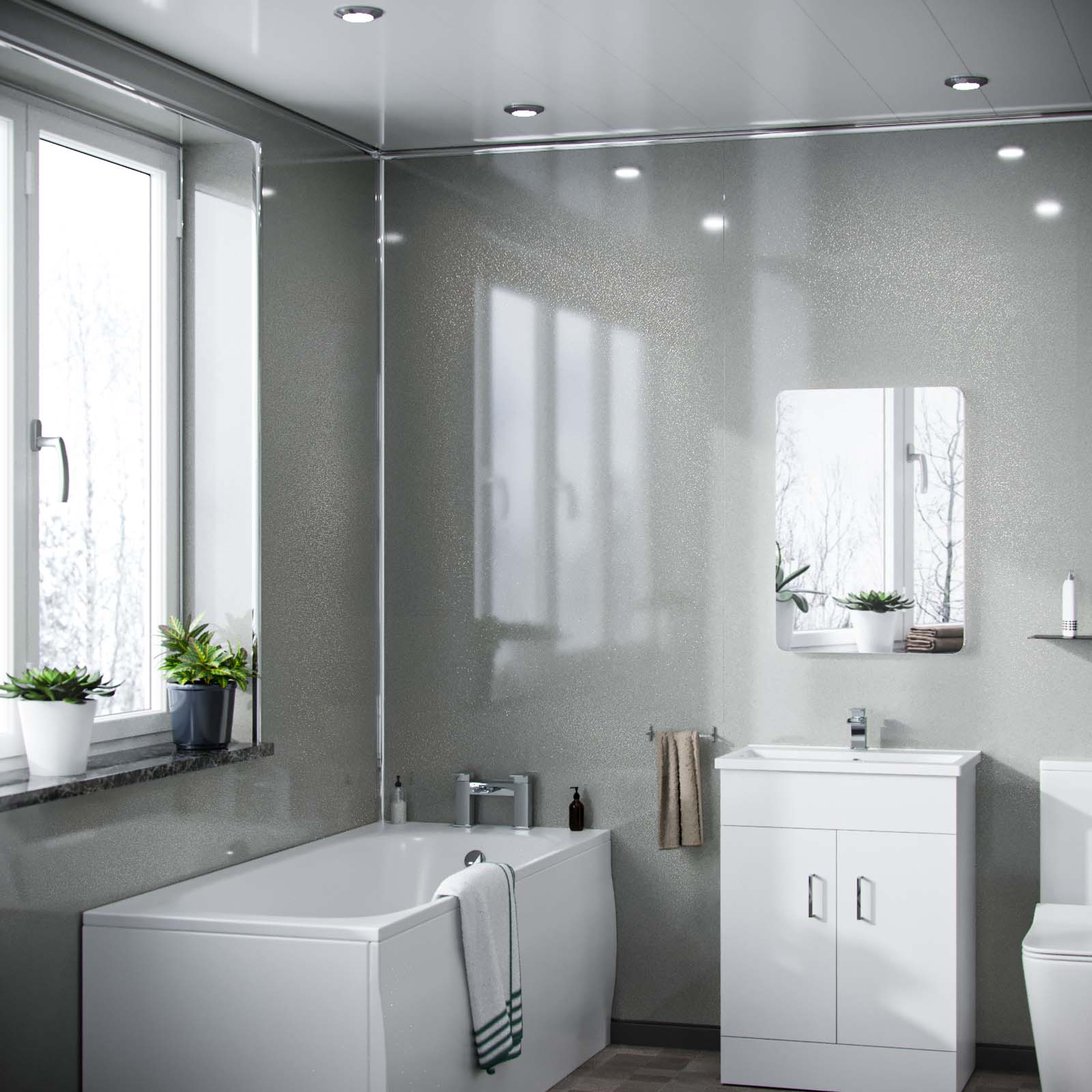 PVC Wall Panel Dark Grey Shine 1000mm x 2400mm x 10mm