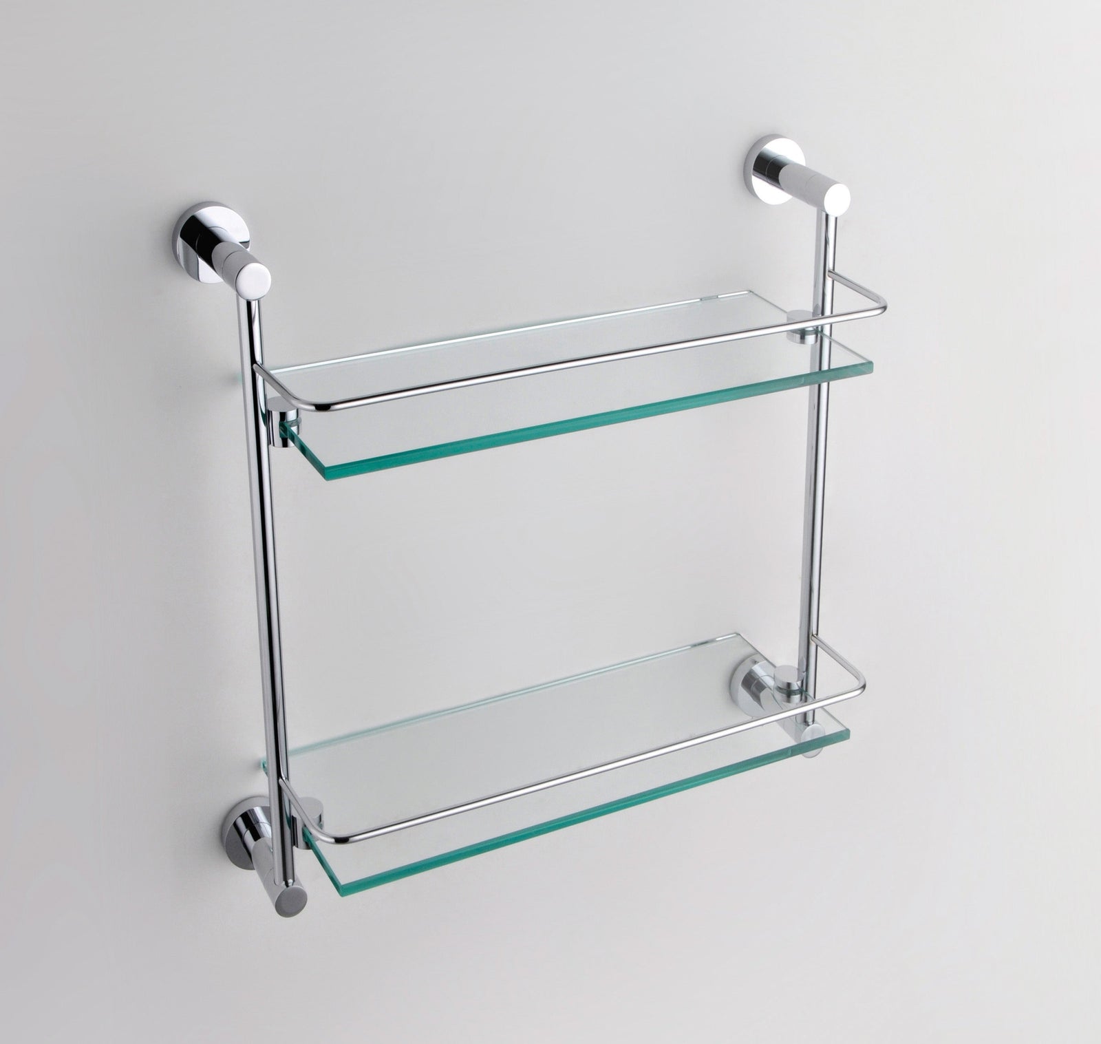 Modern Round Brass Double Glass Shelf