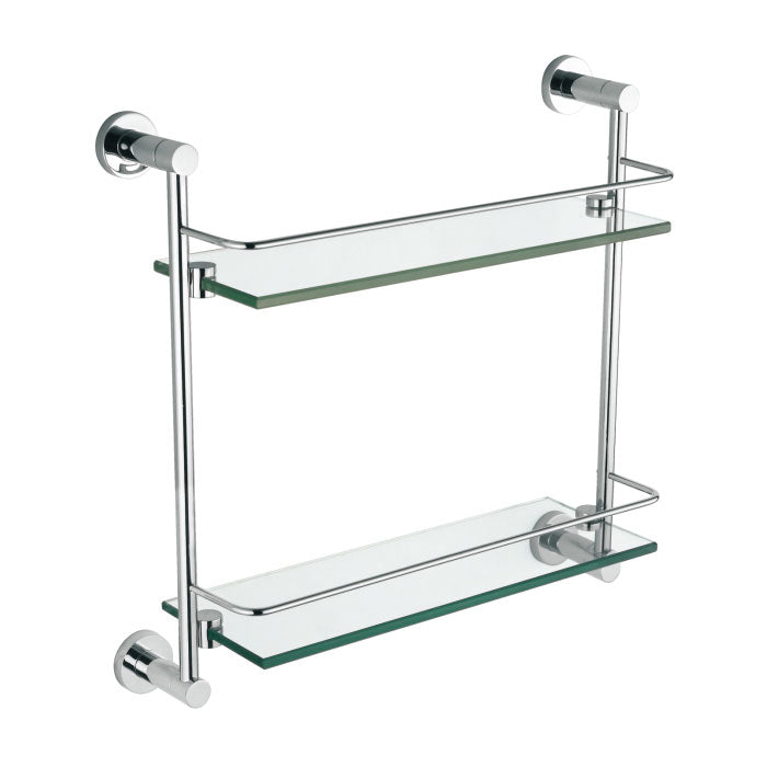 Modern Round Brass Double Glass Shelf