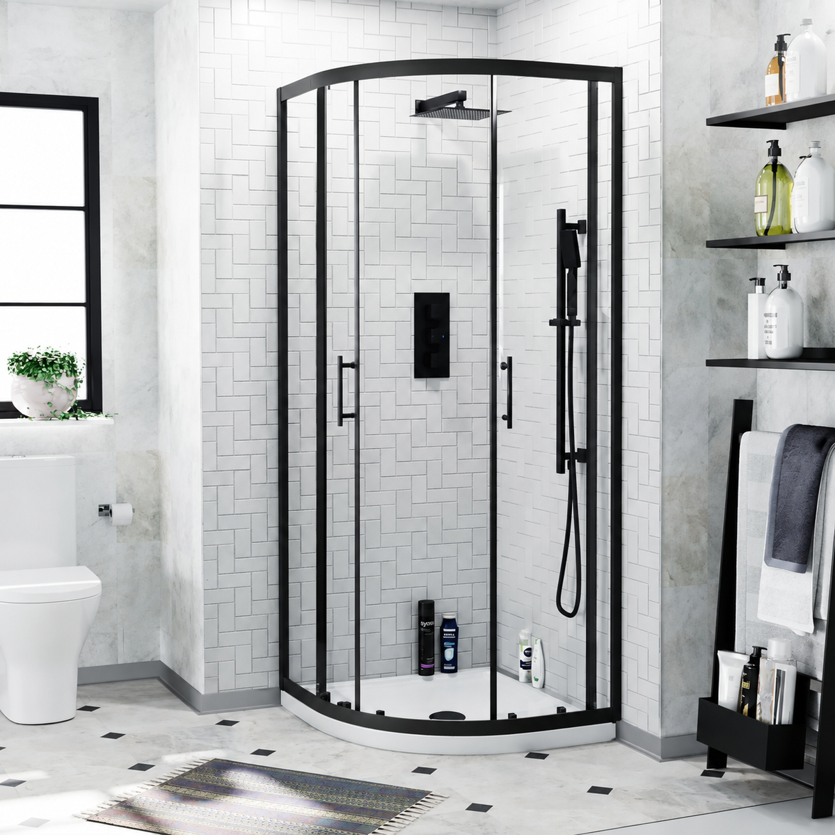 Quadrant shower enclosure set 900 mm white tray image # Tray Options_White Tray