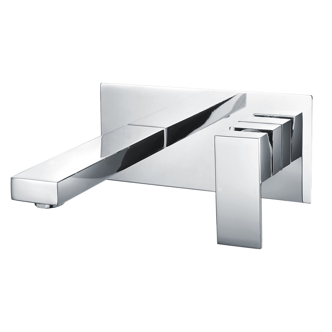 Brayton Modern Wall Mounted Chrome Concealed Square Basin Mixer Tap
