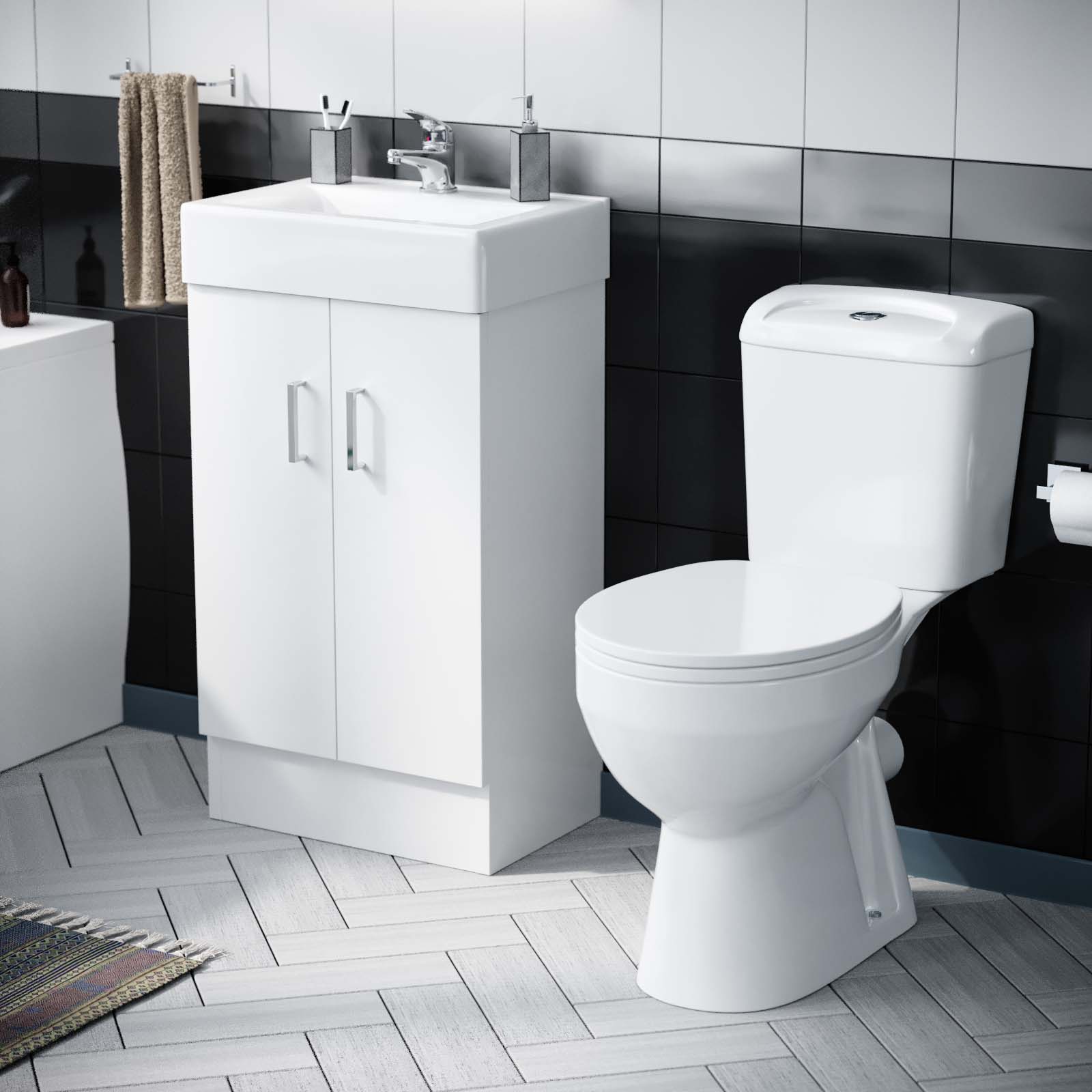 Nanuya 450mm Freestanding Basin Vanity Unit & Close Coupled Toilet Set