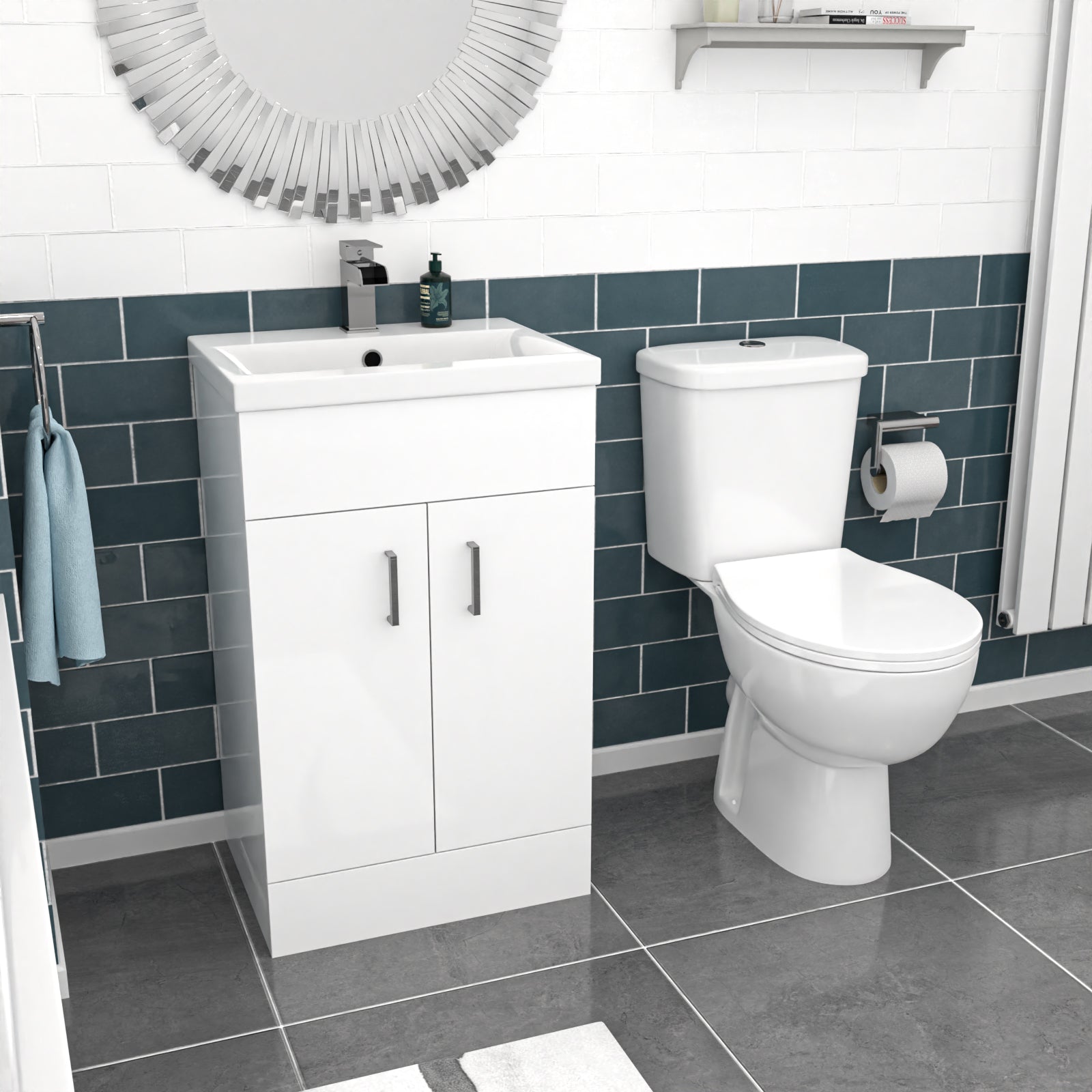Nanuya 500mm Floorstanding Basin Vanity Toilet Round Bath Front & End Panel