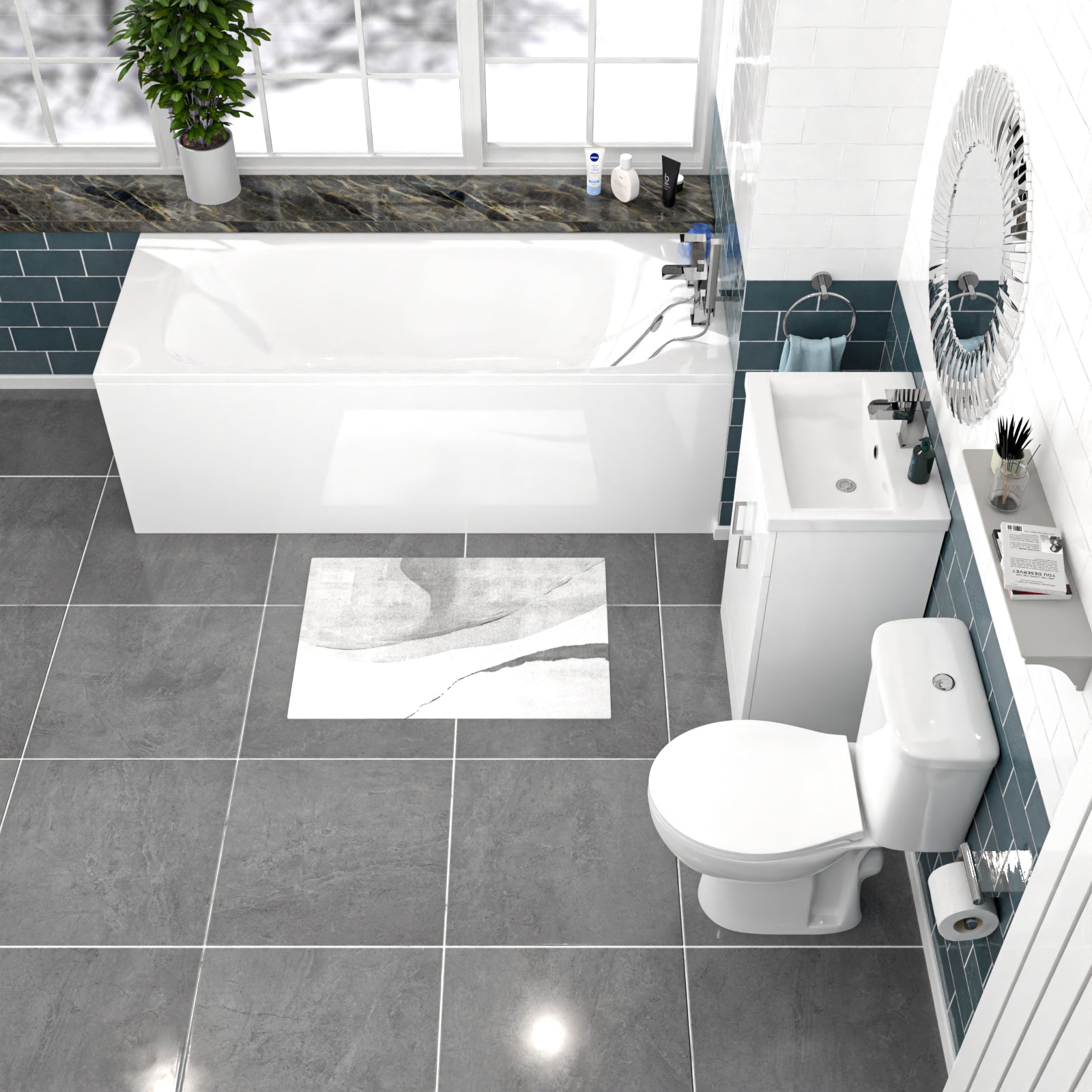 Nanuya 500mm Floorstanding Basin Vanity Toilet Round Bath Front & End Panel