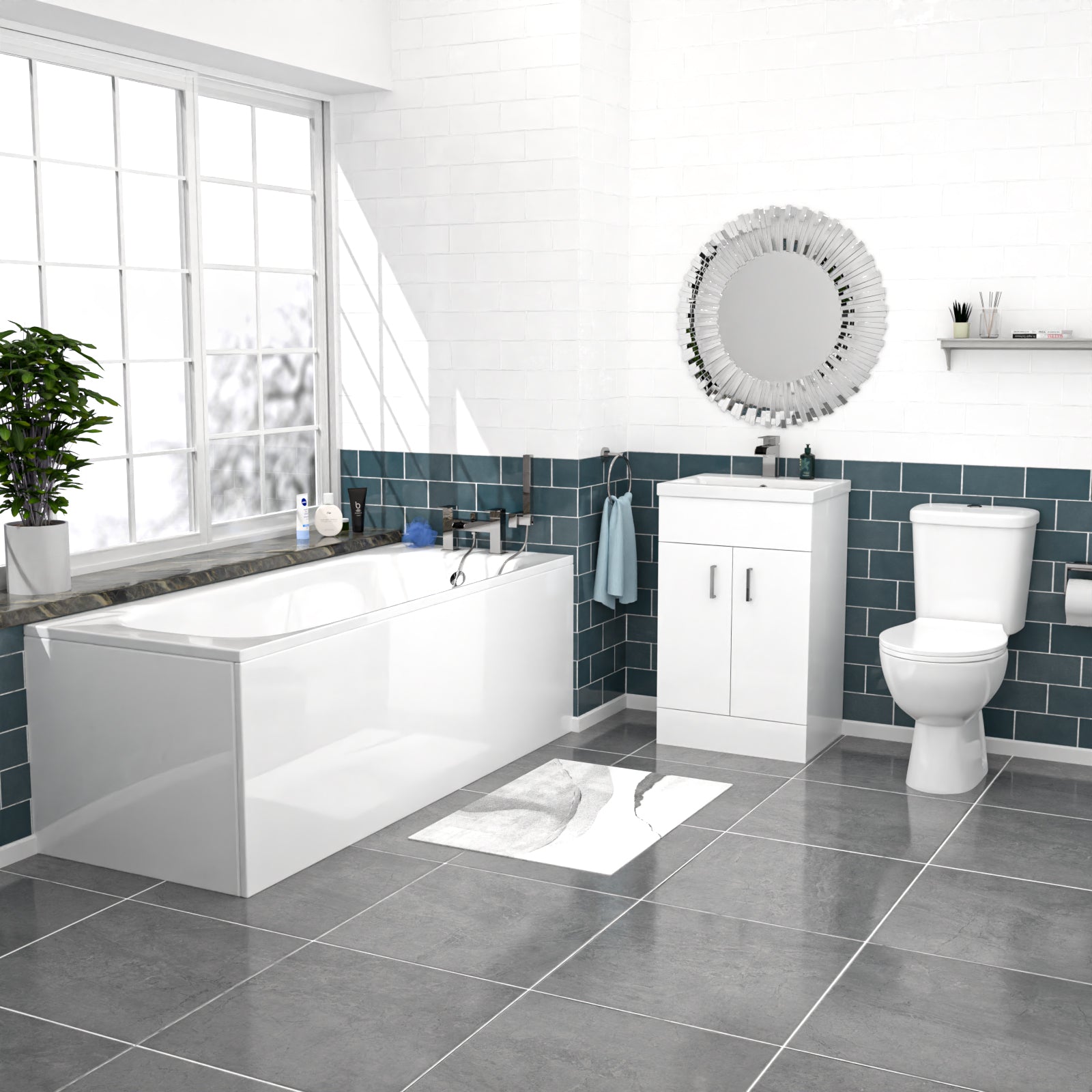 Nanuya 500mm Floorstanding Basin Vanity Toilet Round Bath Front & End Panel