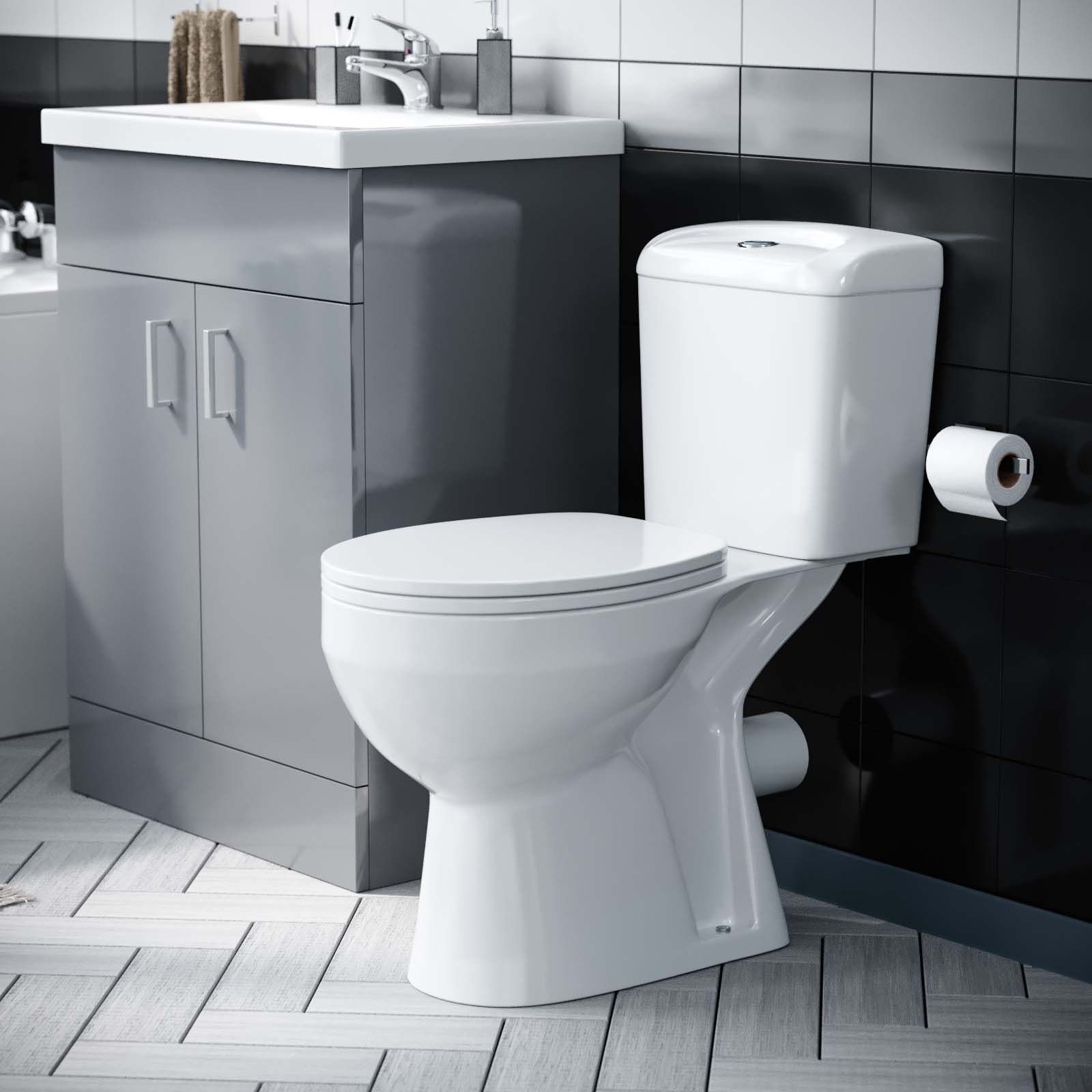 Nanuya Light Grey 600mm Basin Vanity & WC Toilet Pan