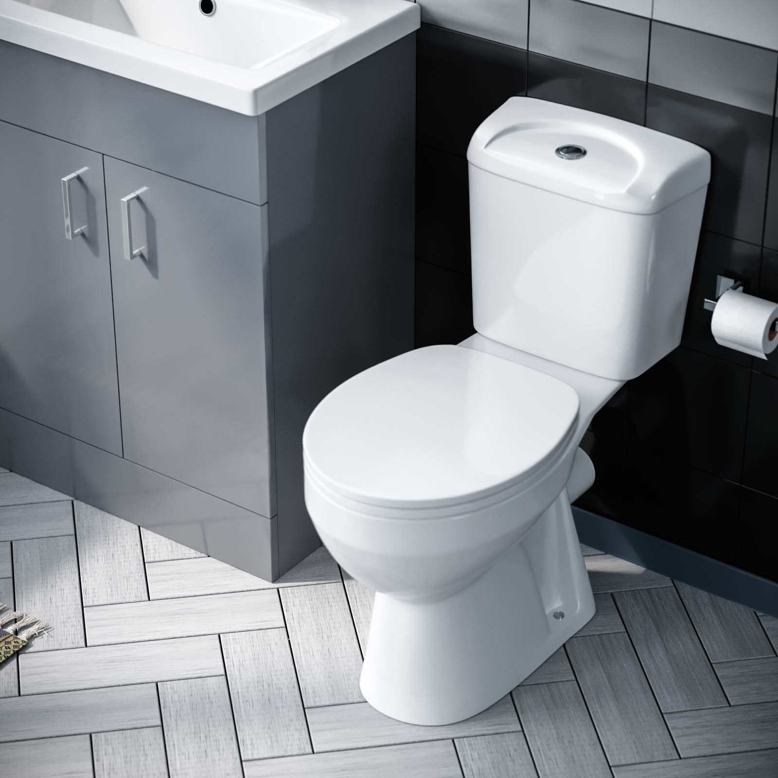Nanuya Light Grey 600mm Basin Vanity & WC Toilet Pan