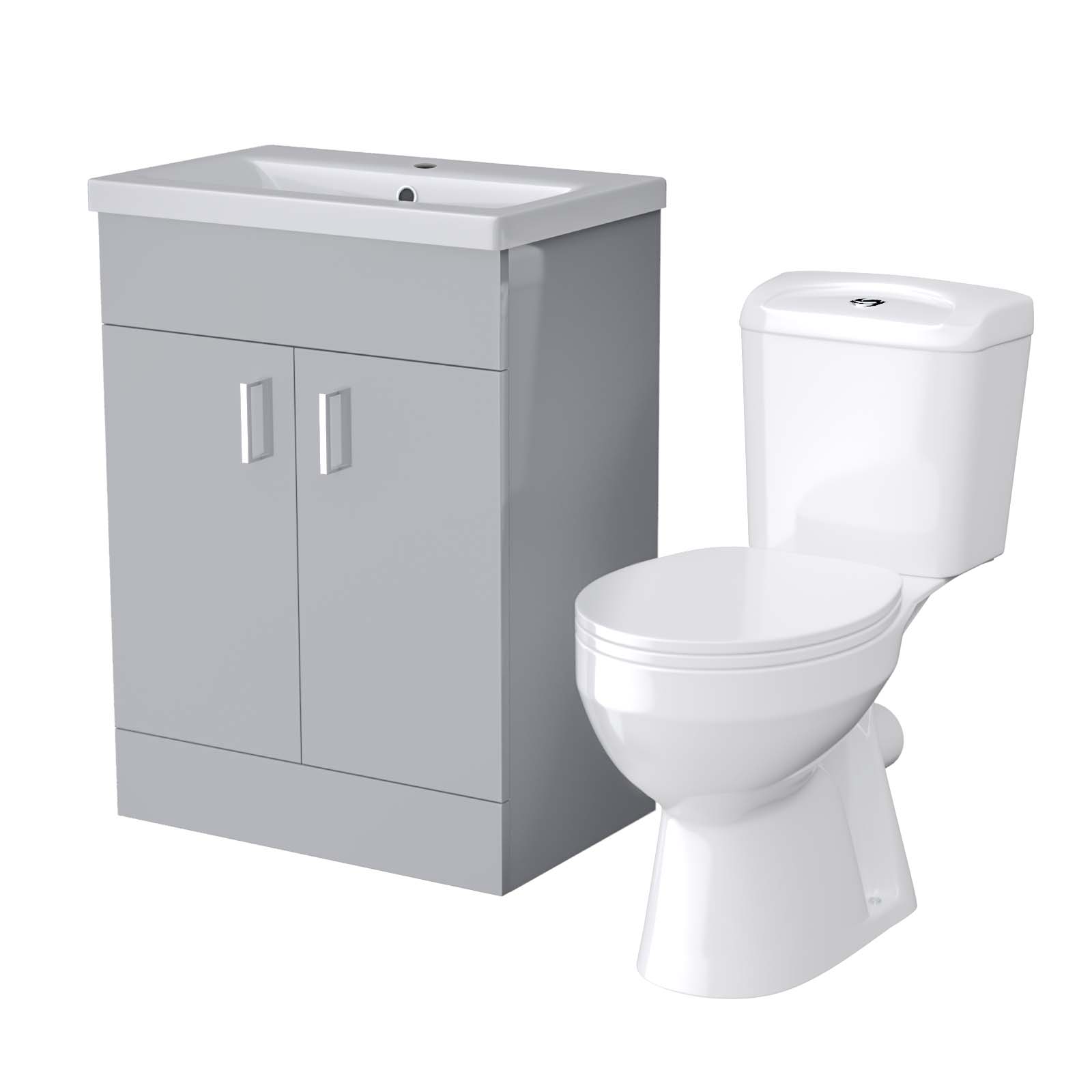 Nanuya Light Grey 600mm Basin Vanity & WC Toilet Pan