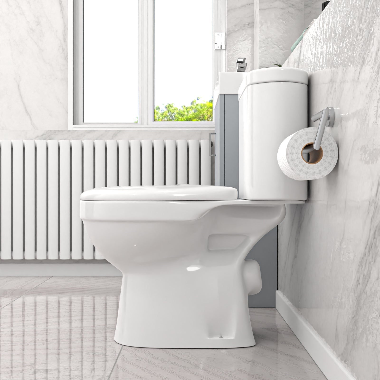 Nanuya Matte Grey 400mm Basin Sink Vanity Unit and WC Toilet Pan