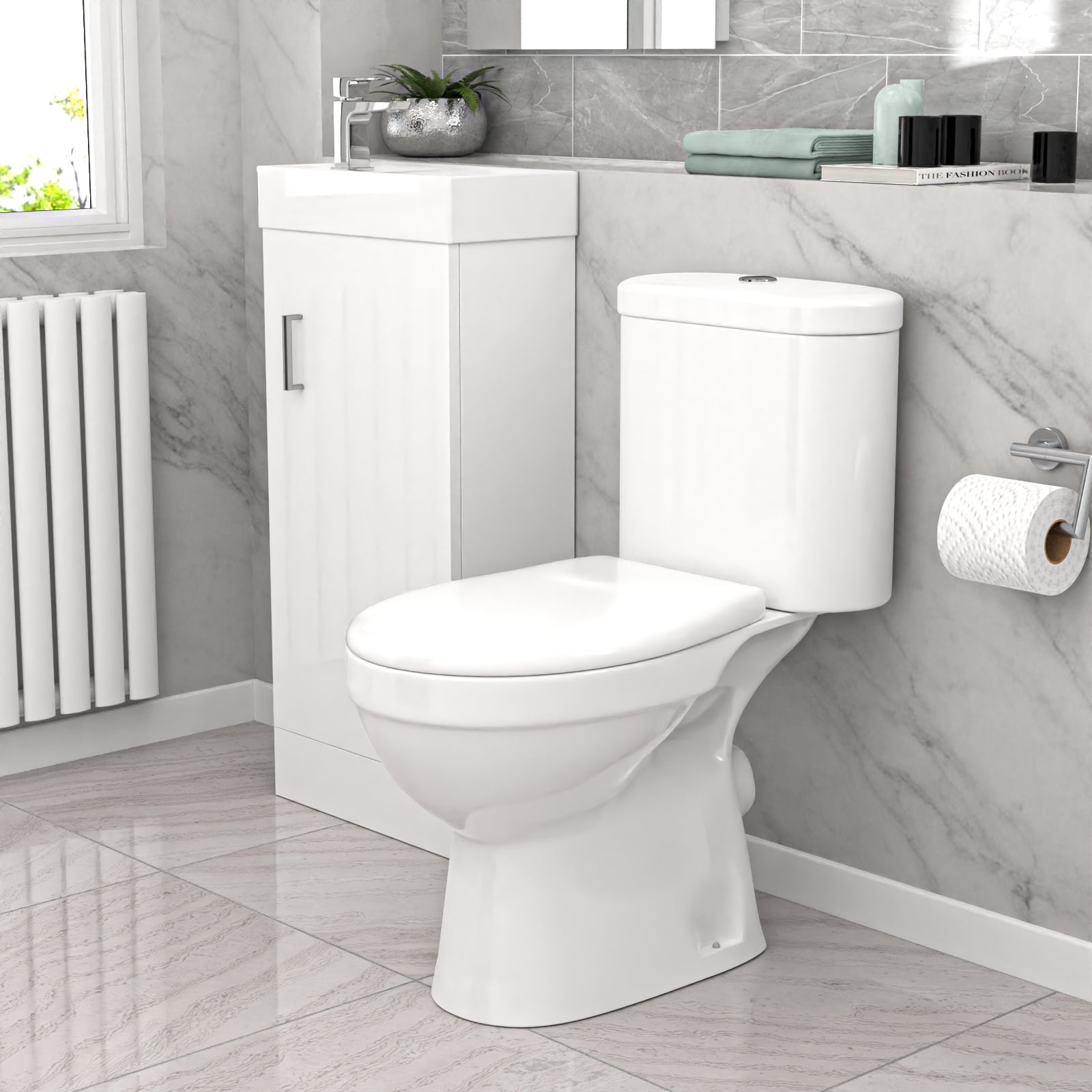 Nanuya White 400mm Basin Sink Vanity Unit and WC Toilet Set