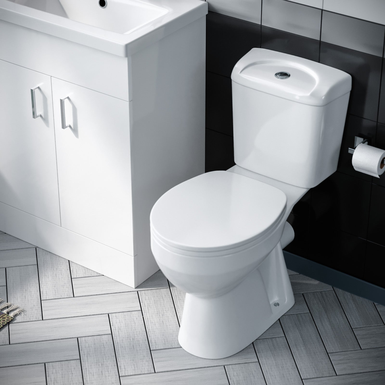 Nanuya 600mm Basin White Vanity & WC Toilet Pan