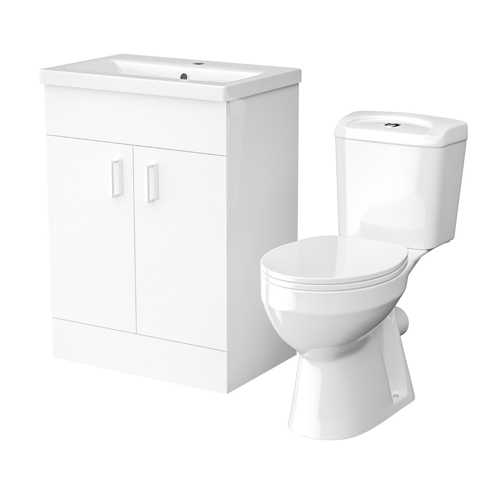 Nanuya 600mm Basin White Vanity & WC Toilet Pan