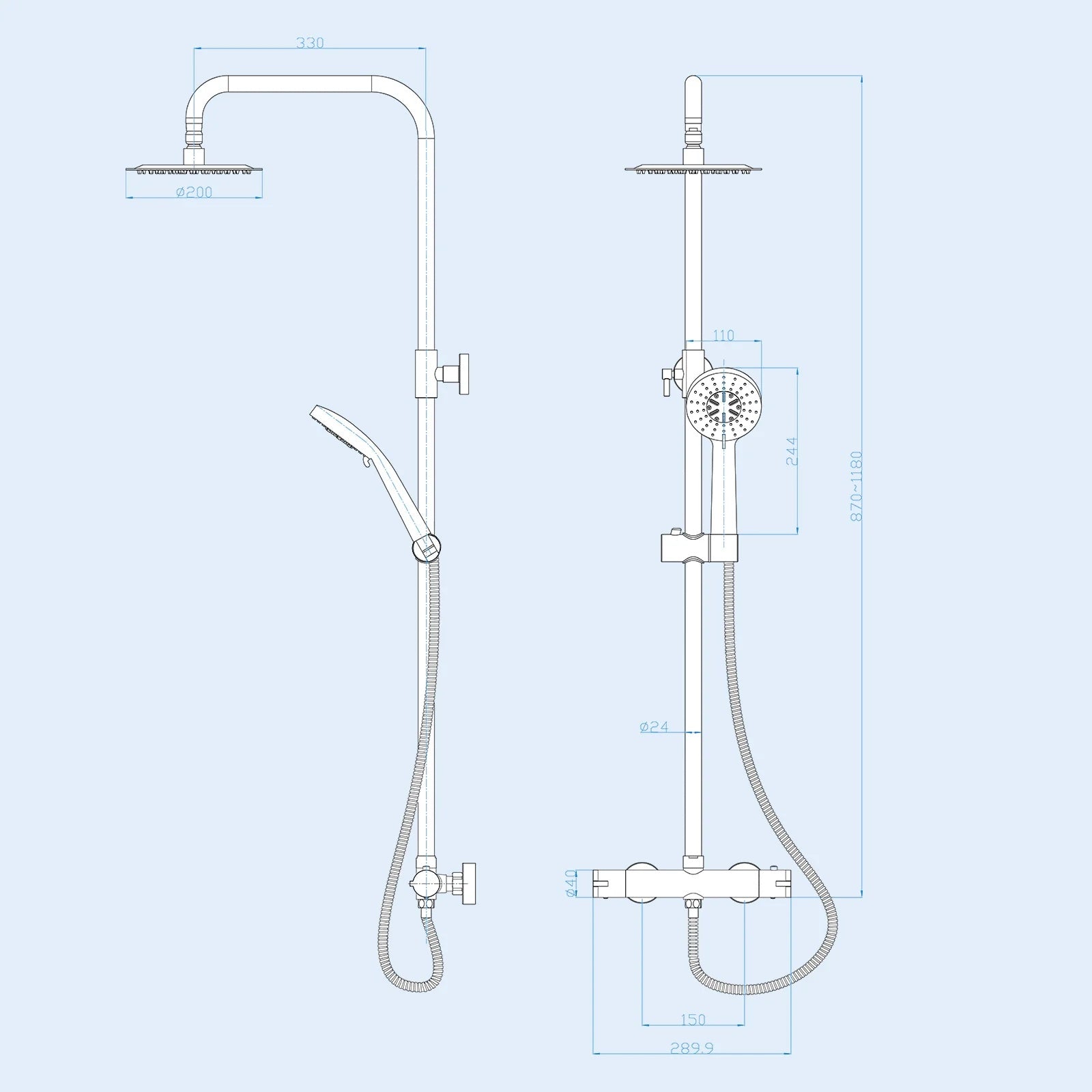 Ellen White Vanity Toilet & Chrome 900mm Quadrant Enclosure Tray with Exposed Shower