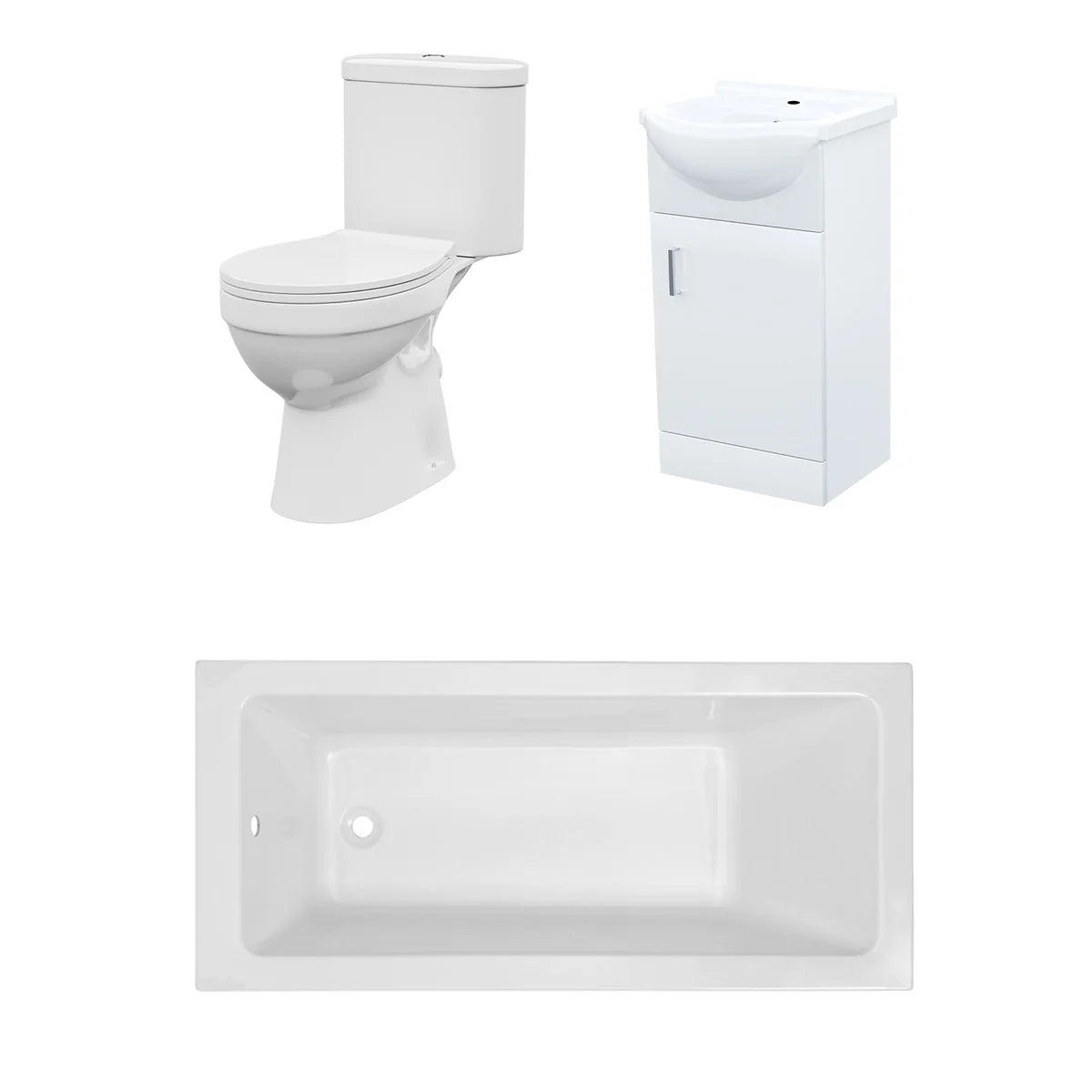 Bathroom Suite 1400mm Square Bathtub With 450mm Freestanding Vanity and Toilet