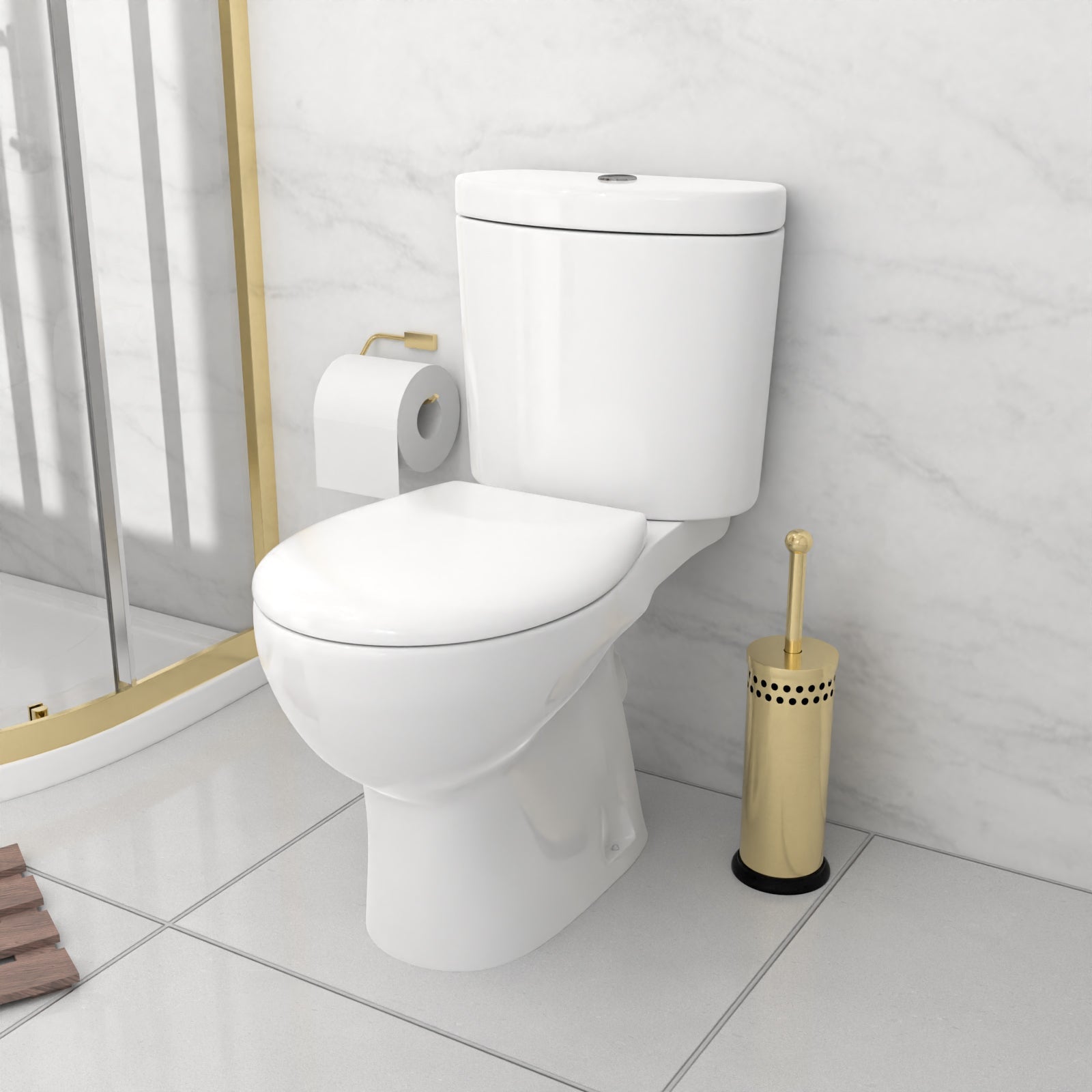 Ellen Toilet Vanity 800mm Brushed Brass Quadrant Shower Enclosure Tray Set