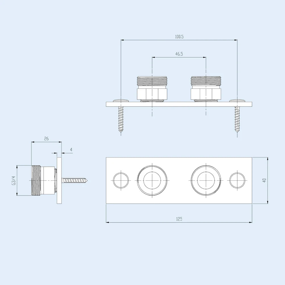 Brushed Brass Easy Fixing Plate Bracket Mini Thermostatic Shower Valve