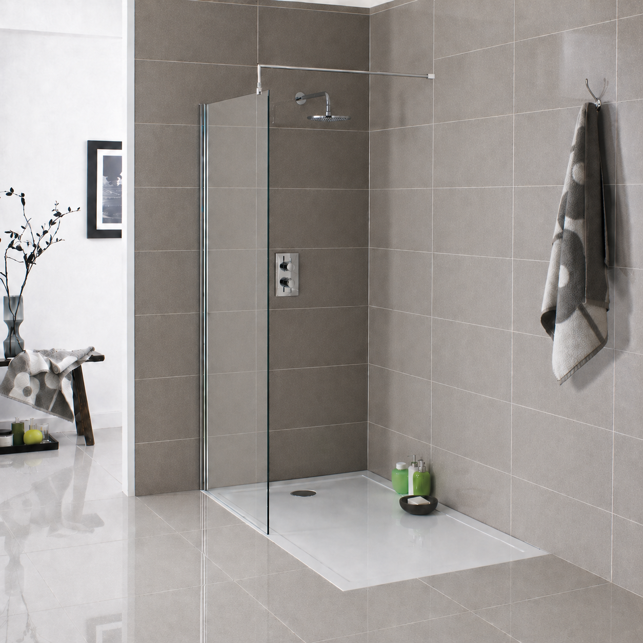 Kartell K-Vit Wetroom Screen Shower Enclosure 1000mm X 2000mm - 8mm Glass