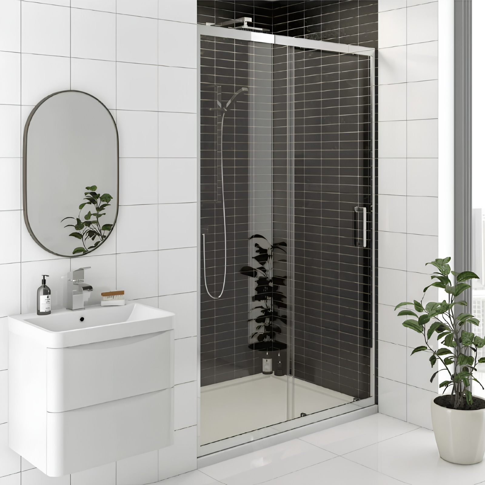 Kartell K-VIT KV8 1400mm Sliding Shower Door 8mm Clear Tempered Glass - EIGHT1400SD