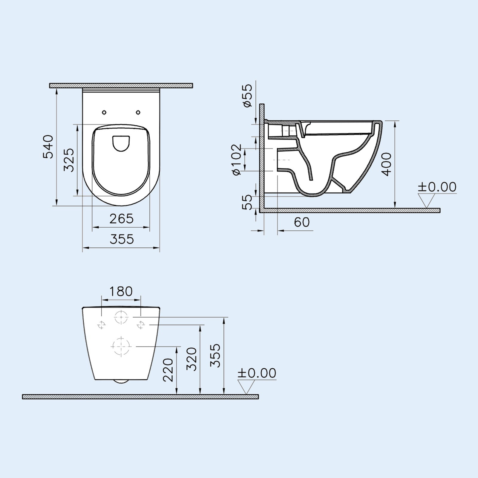 Ellen Rimless Wall Hung Toilet with Seat and Cover