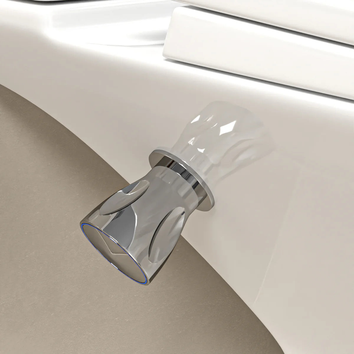 Round Rimless Close Coupled Ceramic Toilet With Integrated Bidet Valve