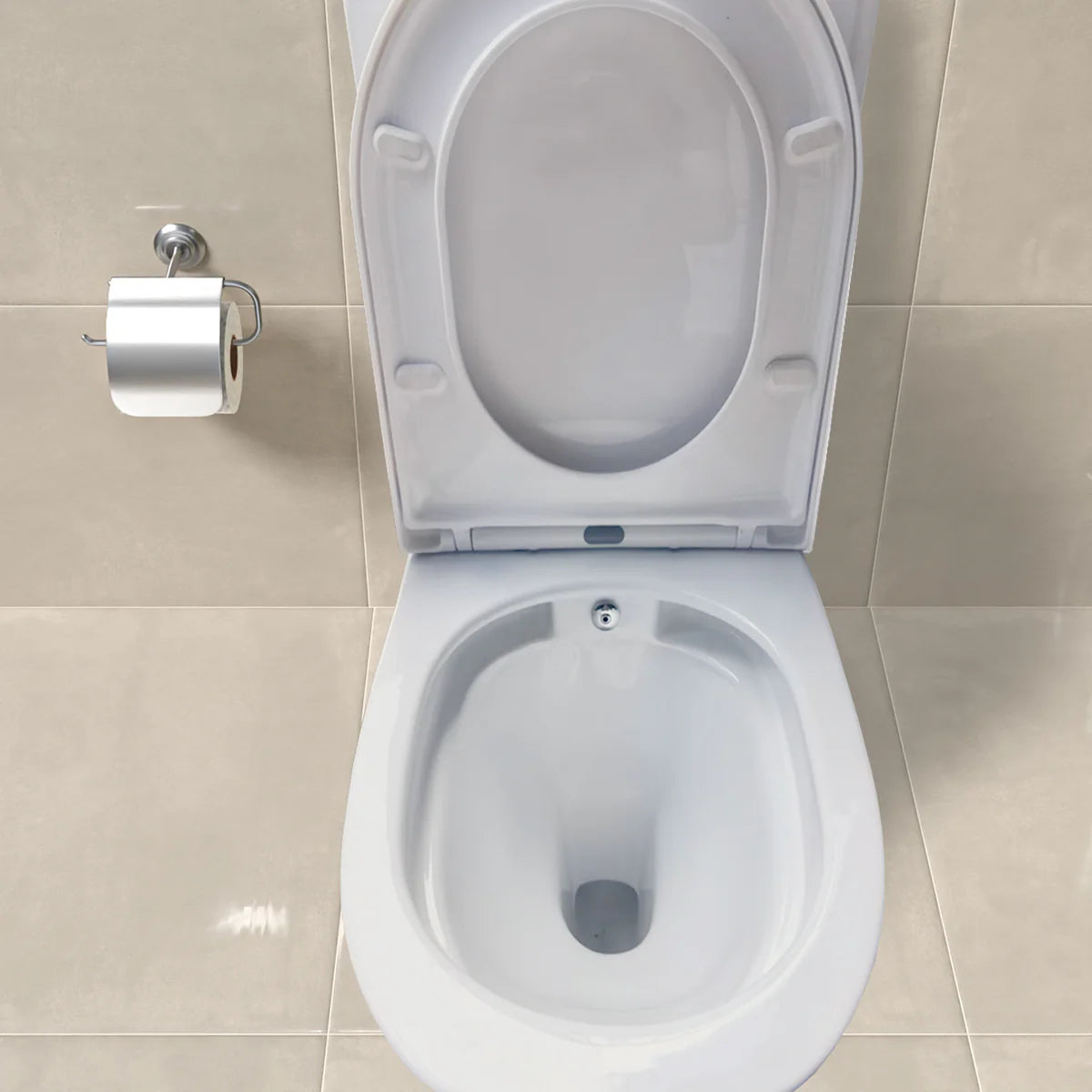 Round Rimless Close Coupled Ceramic Toilet With Integrated Bidet Valve