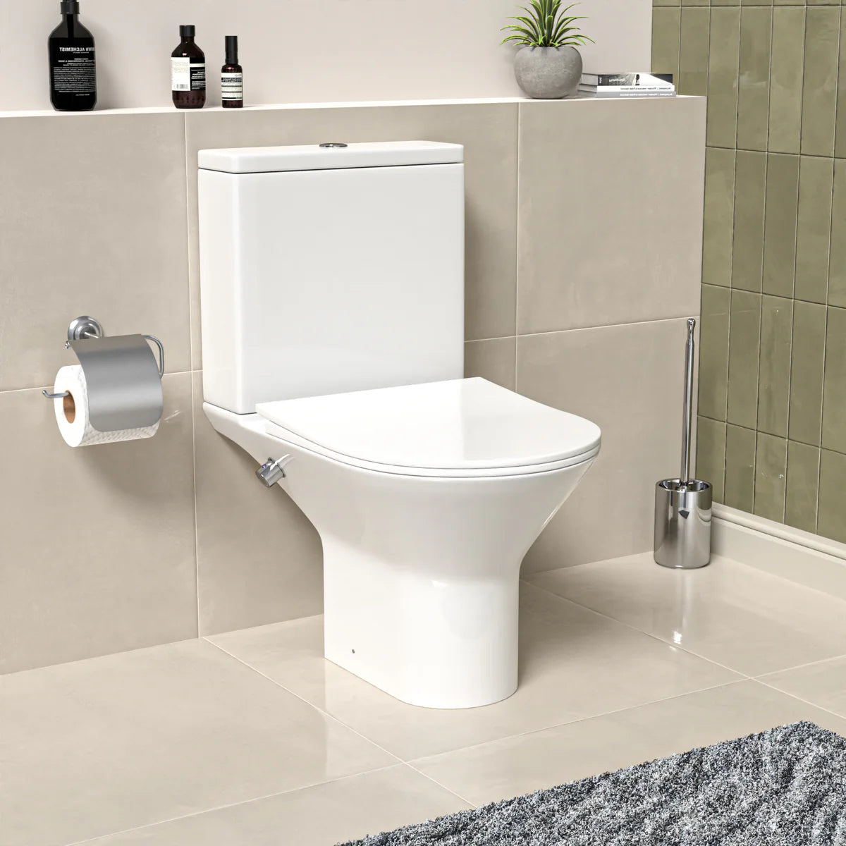 Square Tornado Close Coupled Toilet Pan with Integrated Bidet