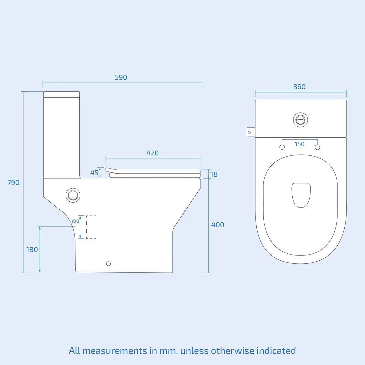 Square Tornado Close Coupled Toilet Pan with Integrated Bidet