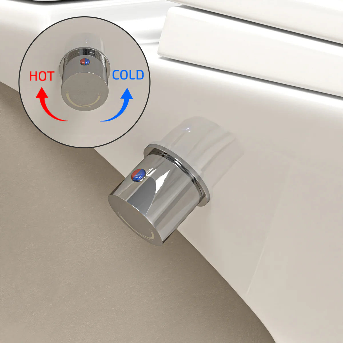 Rimless Close Coupled Toilet With Integrated Hot Cold Bidet Valve