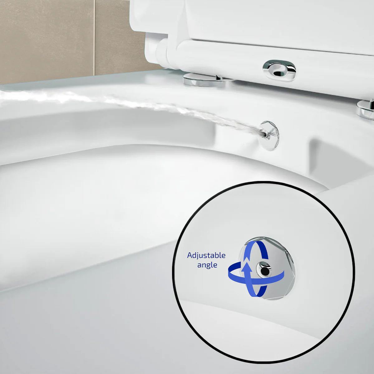 Rimless Close Coupled Toilet With Integrated Hot Cold Bidet Valve