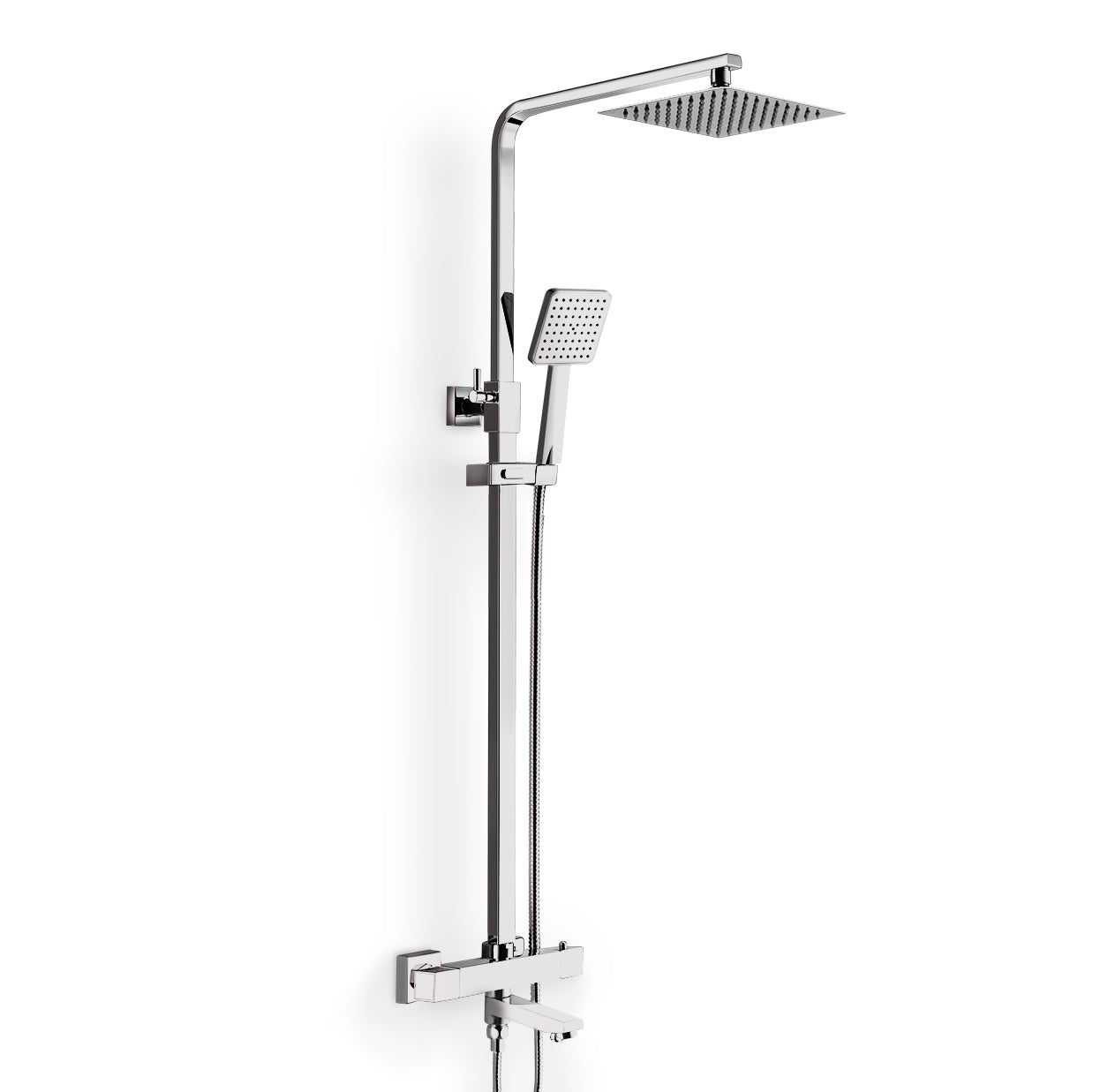 Fawley Square Thermostatic Shower Kit with Bath Filler Chrome