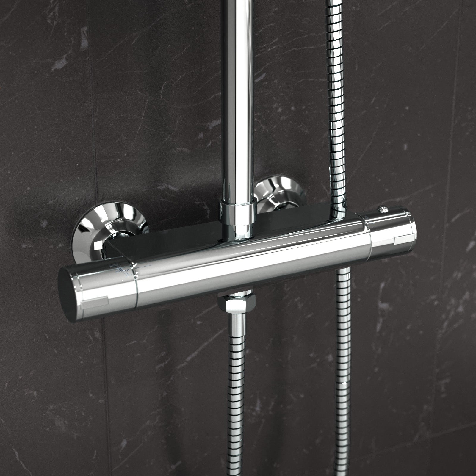 Modern Round Exposed Thermostatic Mixer Shower Set With Shower Head and Handheld
