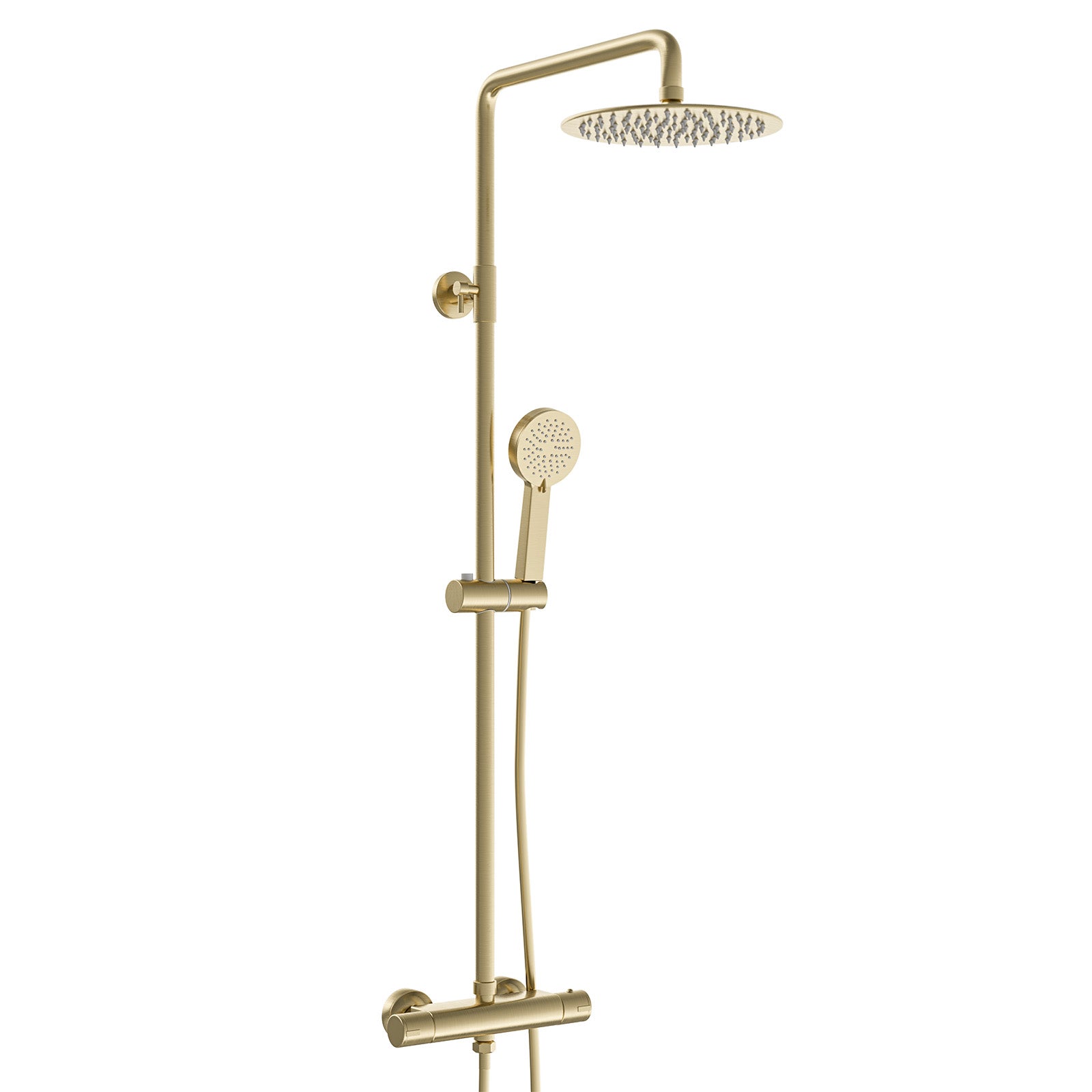 Ellen Vanity Toilet & Brushed Brass 900mm Quadrant Enclosure Tray with Exposed Shower Round and Basin Mixer Set