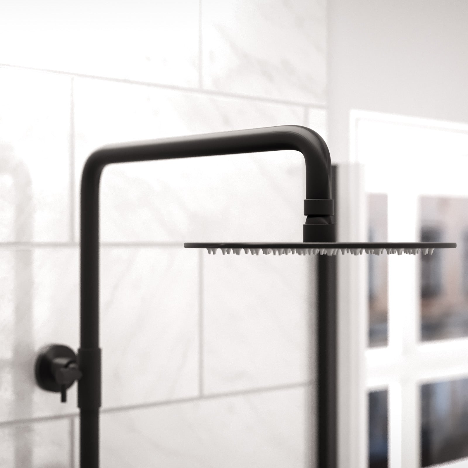 Modern Round Matte Black Exposed Thermostatic Mixer Shower Set With Easy Fittings