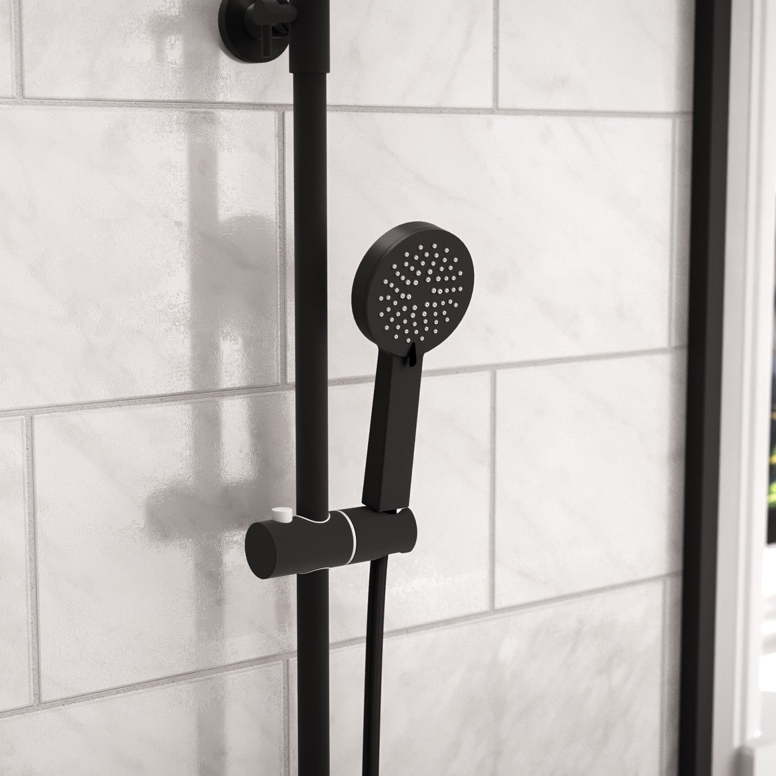 Modern Round Matte Black Exposed Thermostatic Mixer Shower Set With Easy Fittings