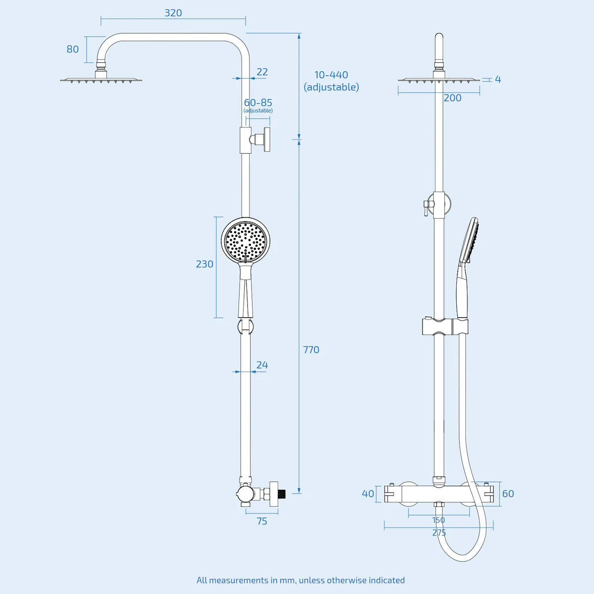Ellen 550mm Freestanding Vanity with Close Coupled Toilet, Shower Bath & Taps Set