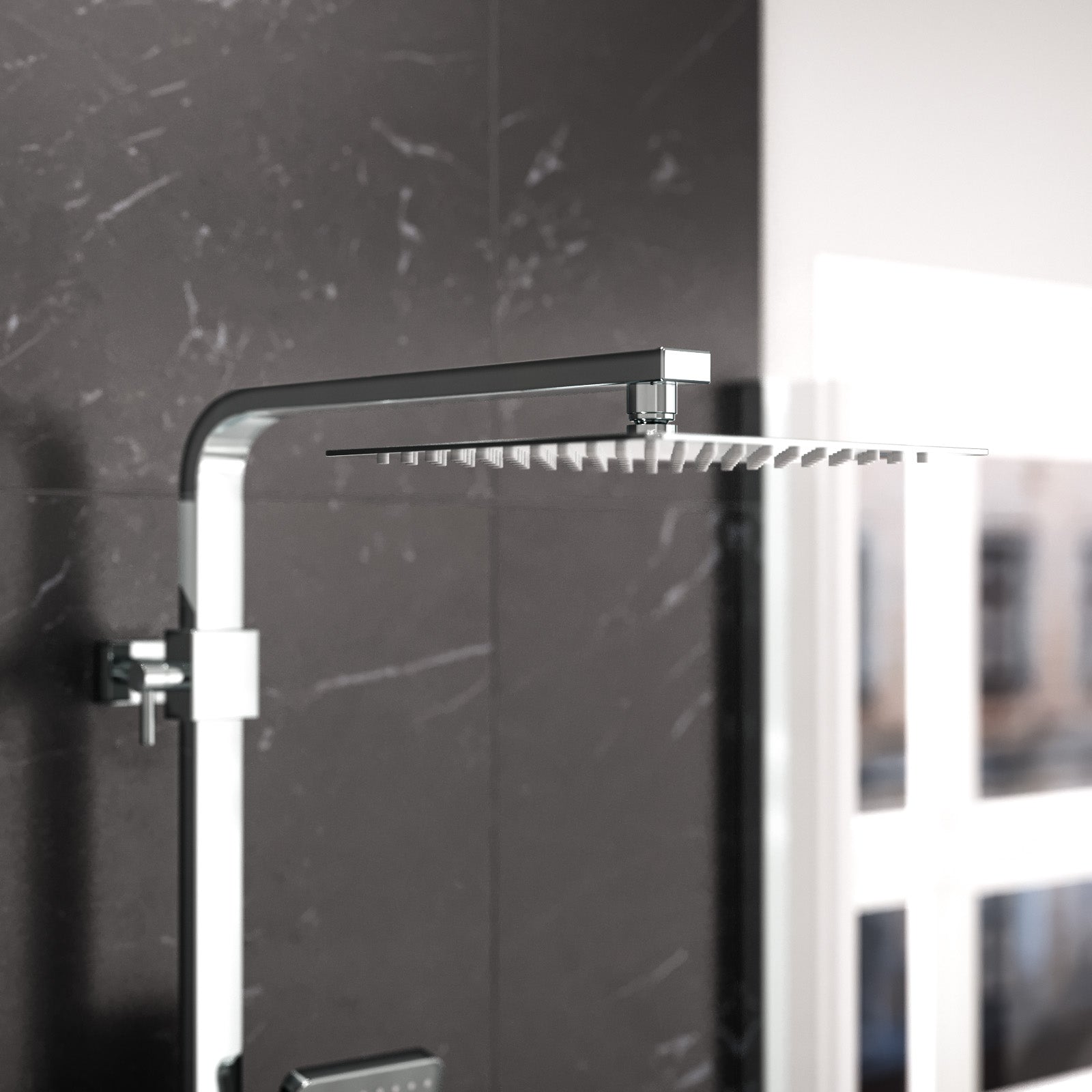 Modern Square Exposed Thermostatic Mixer Shower Set  Shower Head and Handheld