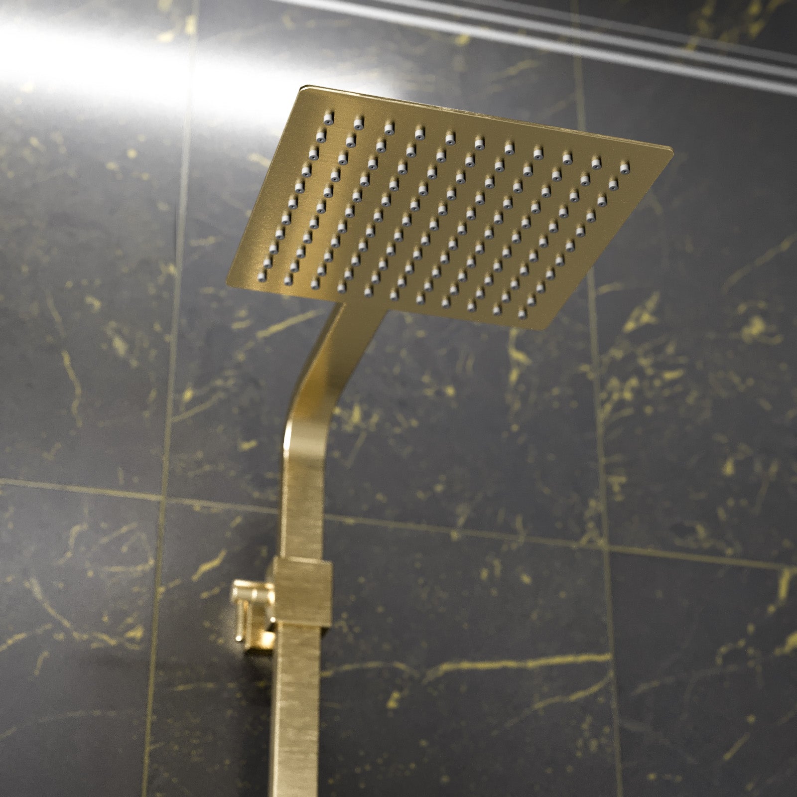 Brushed Brass Square Exposed Thermostatic Shower Kit