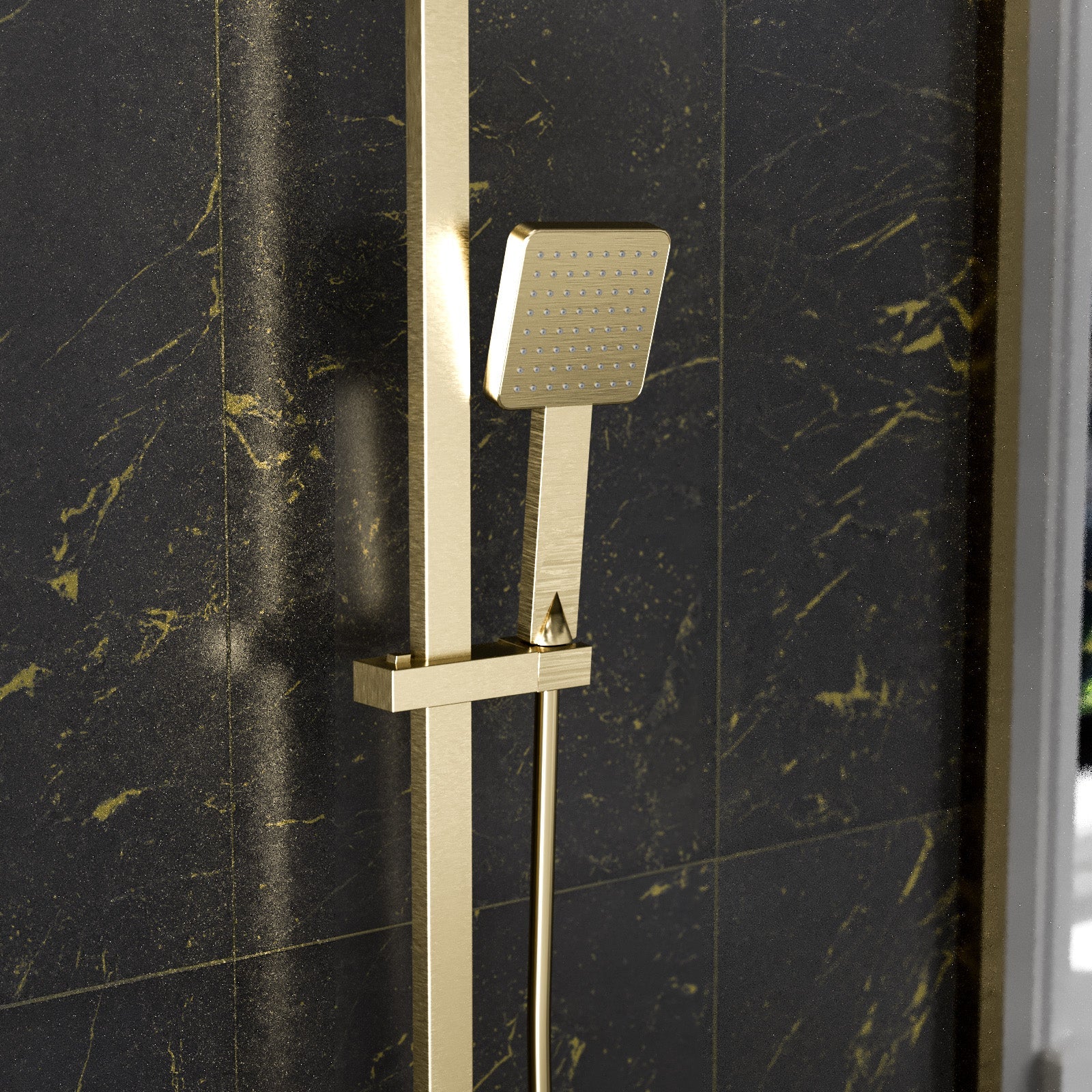Brushed Brass Square Exposed Thermostatic Shower Kit