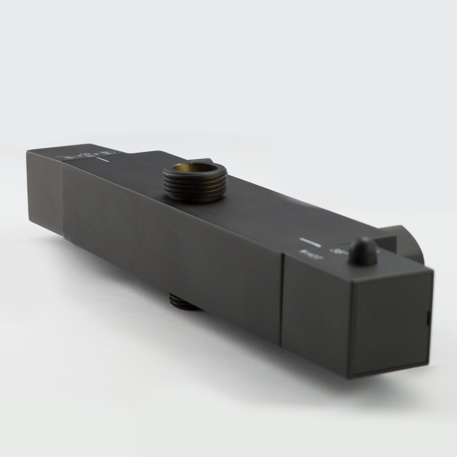 Modern Thermostatic Mixer Shower Set Square Black Finish Twin Head Exposed Valve