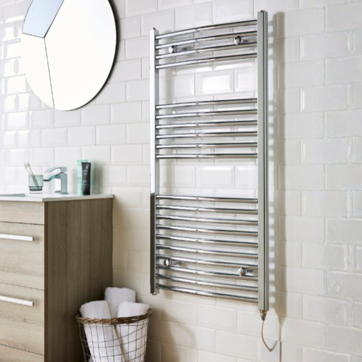 Kartell Electric Straight 1000mm x 500mm Chrome Wall Vertical Towel Rail - ESTR510C
