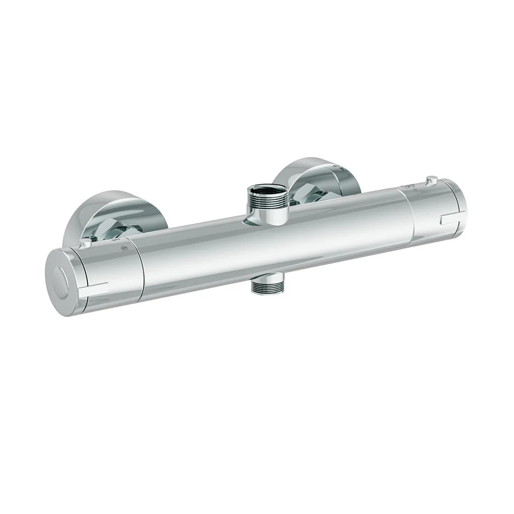 Modern Round Dual Outlet Chrome Exposed Thermostatic Shower Mixer Bar Valve Anti Scald